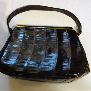 1950 Vintage Crocodile Meyer Brown Handbag